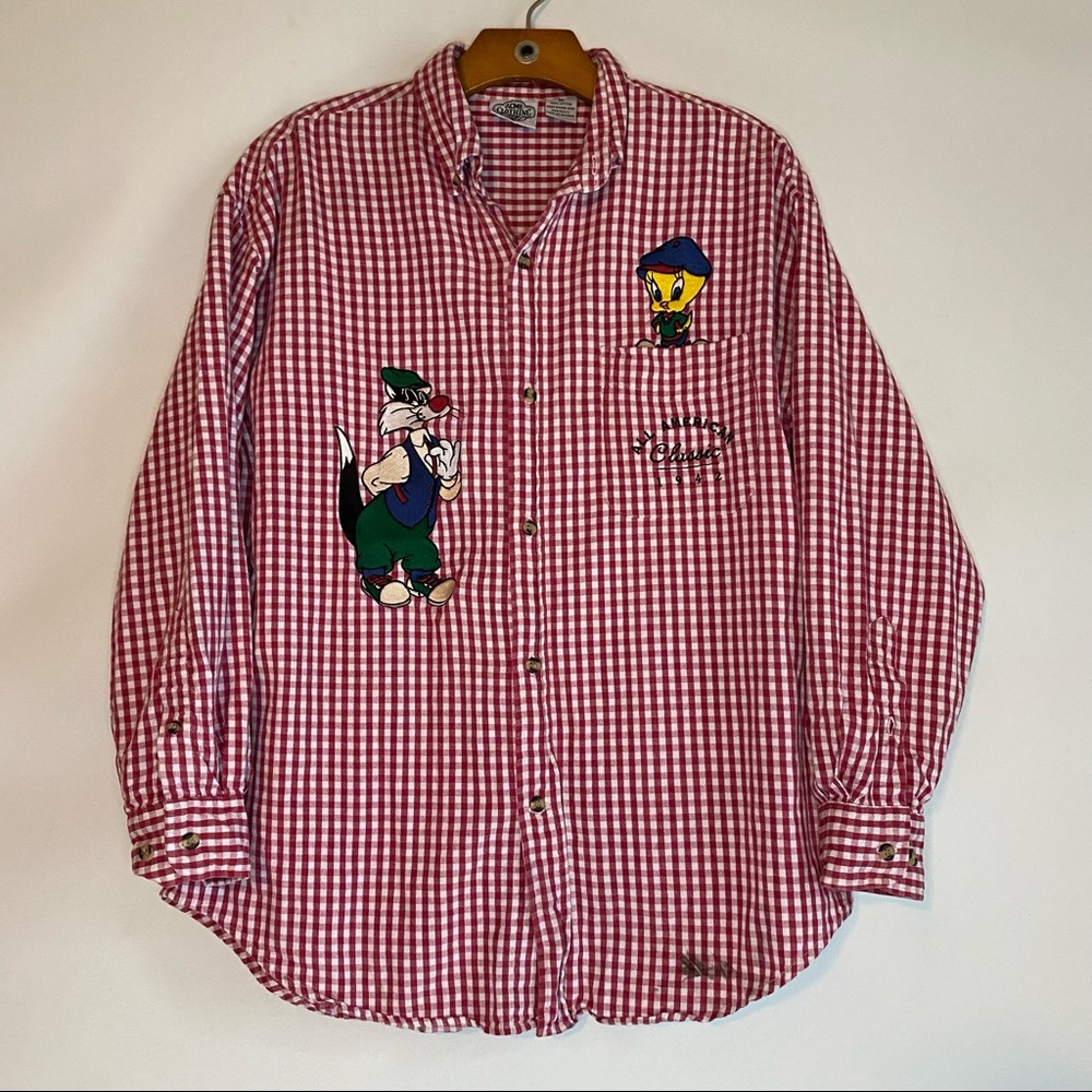 Vintage Acme Clothing Co All American Classic Plaid Embroidered Button Up Size M - Picture 1 of 10